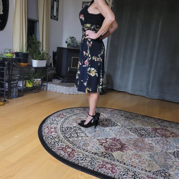 Black Floral Dress Jones NY Size 6 - Picture 4 of 5